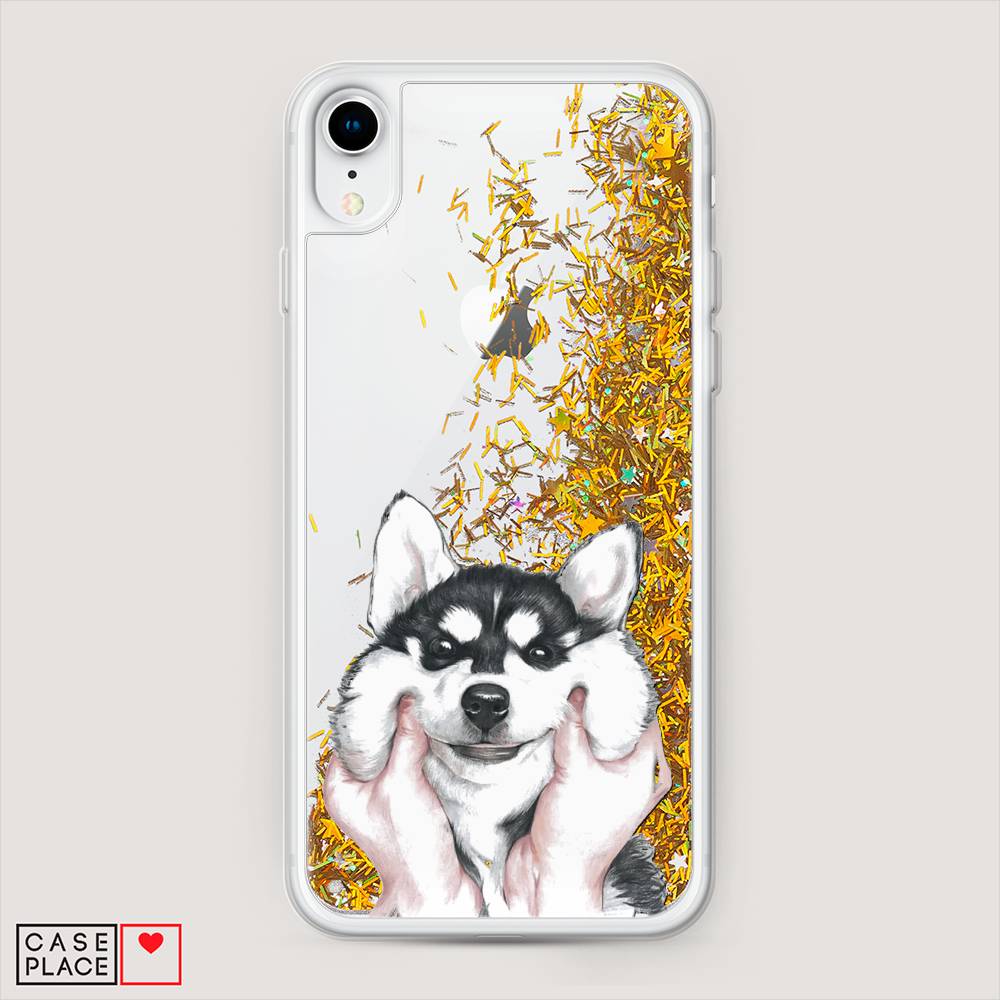 

Жидкий чехол с блестками "Щечки хаски" на Apple iPhone XR (10R), 12090-1