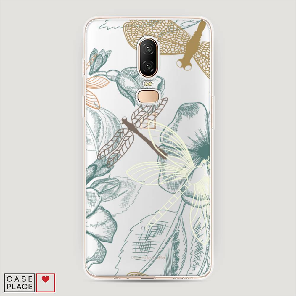 

Чехол Awog на OnePlus 6 / ВанПлас 6 "Тени стрекоз", Коричневый;зеленый;белый, 150550-8