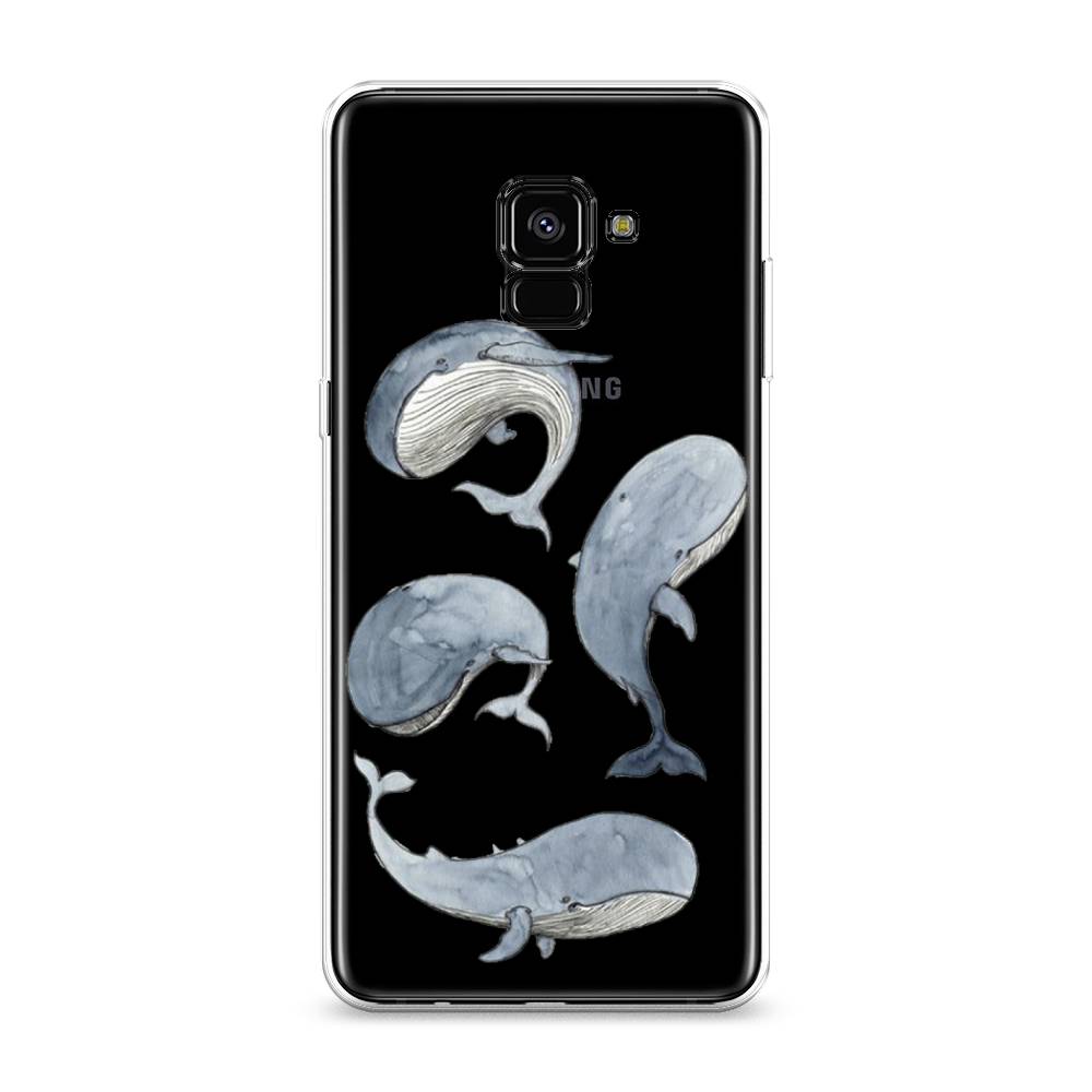 

Чехол Awog на Samsung Galaxy A8 + "Киты", Белый;прозрачный;голубой, 25550-1