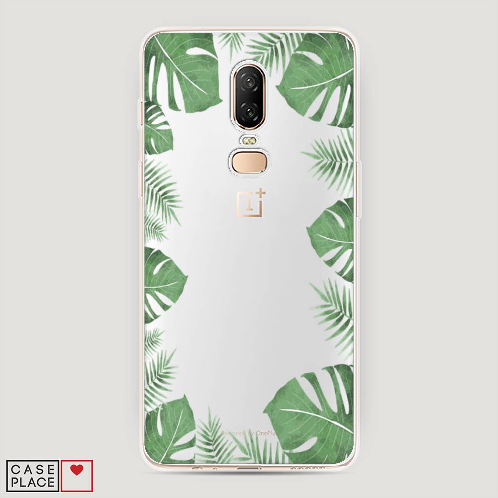 

Чехол Awog на OnePlus 6 / ВанПлас 6 "Листья папоротника рамка", Зеленый, 150550-8