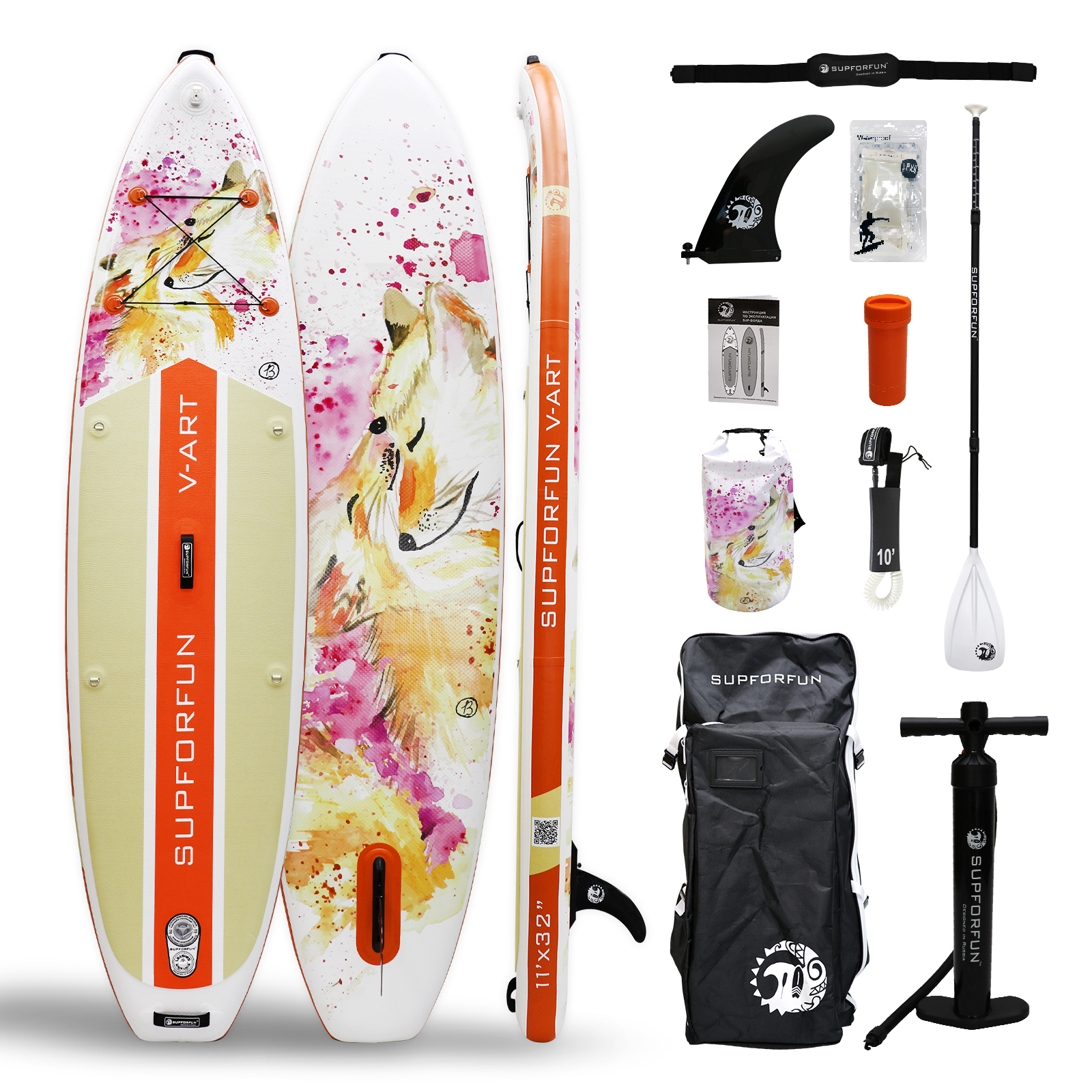 

SUP-борд SUPFORFUN V-ART 335x81x15 см foxies, Оранжевый;розовый;белый, V-ART
