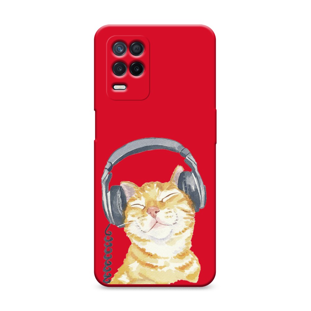 

Матовый силиконовый чехол "Кот меломан" на Realme Narzo 30 5G, Кот меломан