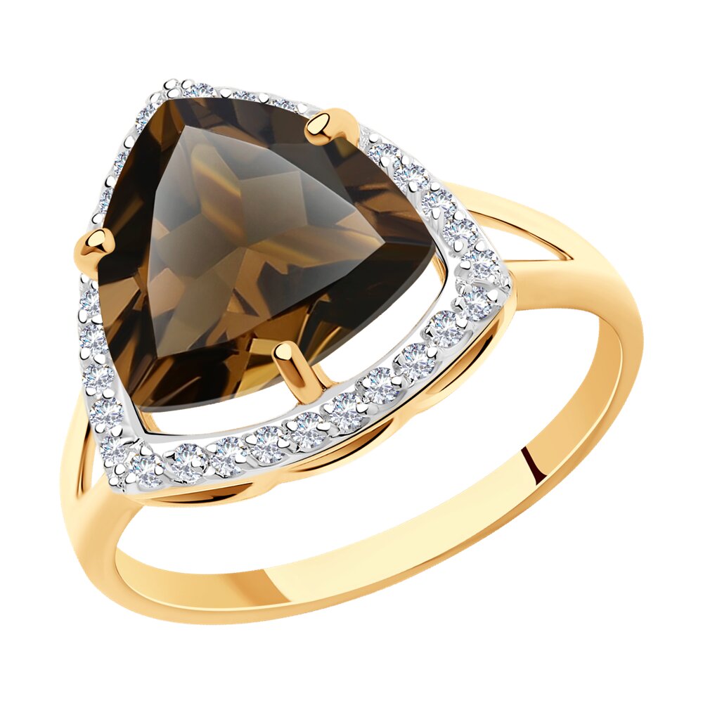 

Кольцо из золота р. 19 Diamant 51-310-00865-2, фианит\раухтопаз, 51-310-00865-2