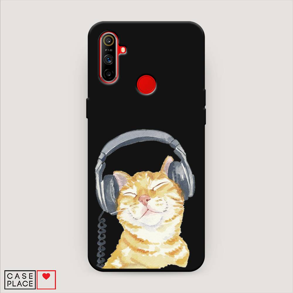 

Матовый силиконовый чехол "Кот меломан" на Realme C3, Кот меломан