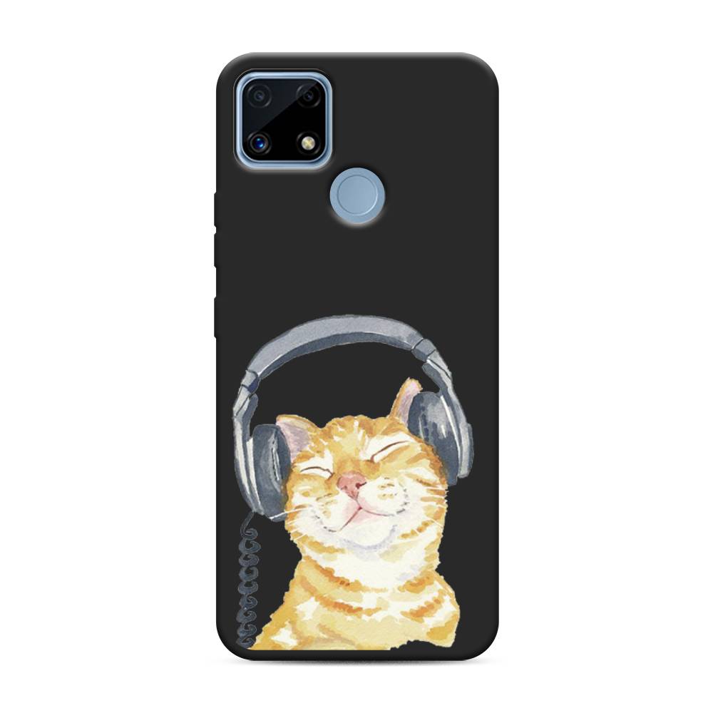 

Матовый силиконовый чехол "Кот меломан" на Realme C25, Кот меломан