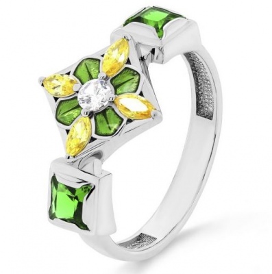 

Кольцо из серебра с фианитом/эмалью р. 17 Kabarovsky 11-316-0113, 11-316-0113