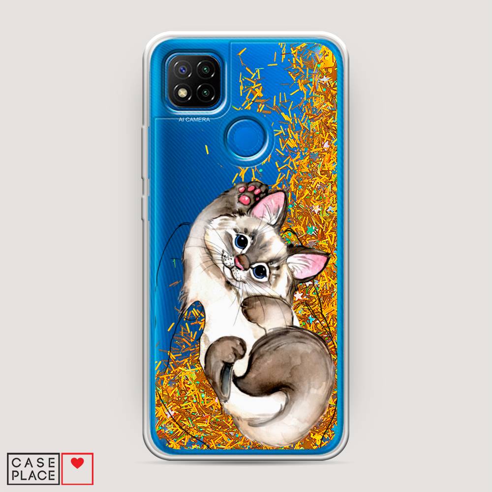 

Жидкий чехол с блестками "Котенок в ладошках" на Xiaomi Redmi 9C, 39090-1