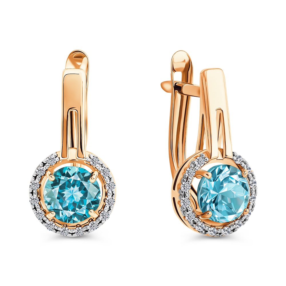 

Серьги из золота 585Gold 202010430, топаз/фианит, 202010430