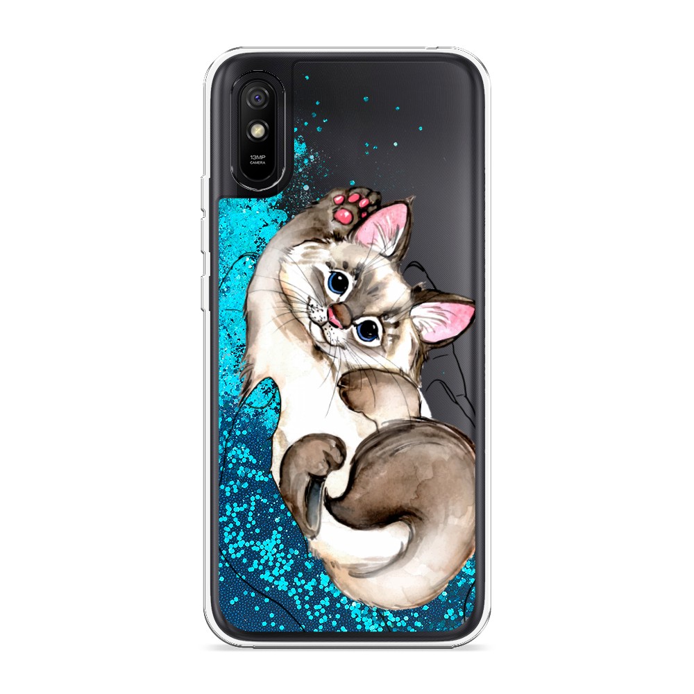 

Жидкий чехол с блестками "Котенок в ладошках" на Xiaomi Redmi 9A, 38993-1