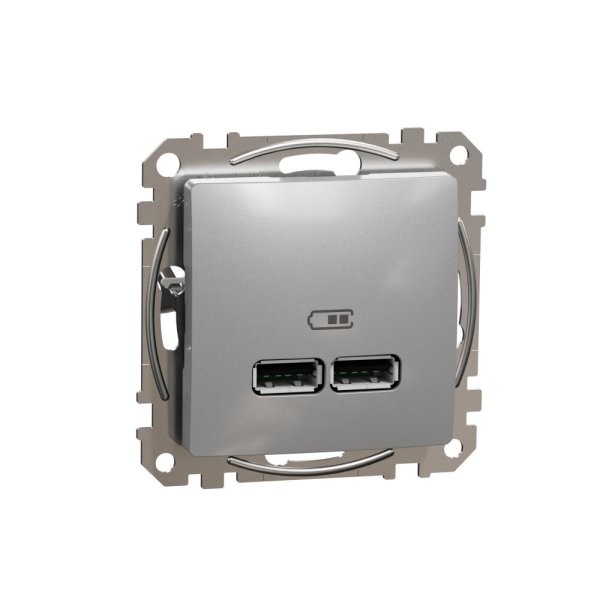 

Розетка Schneider Electric USB A+A 5В/2,1А 2х5В/1,05А Sedna Design, алюминий SDD113401, Серебристый, SDD113401