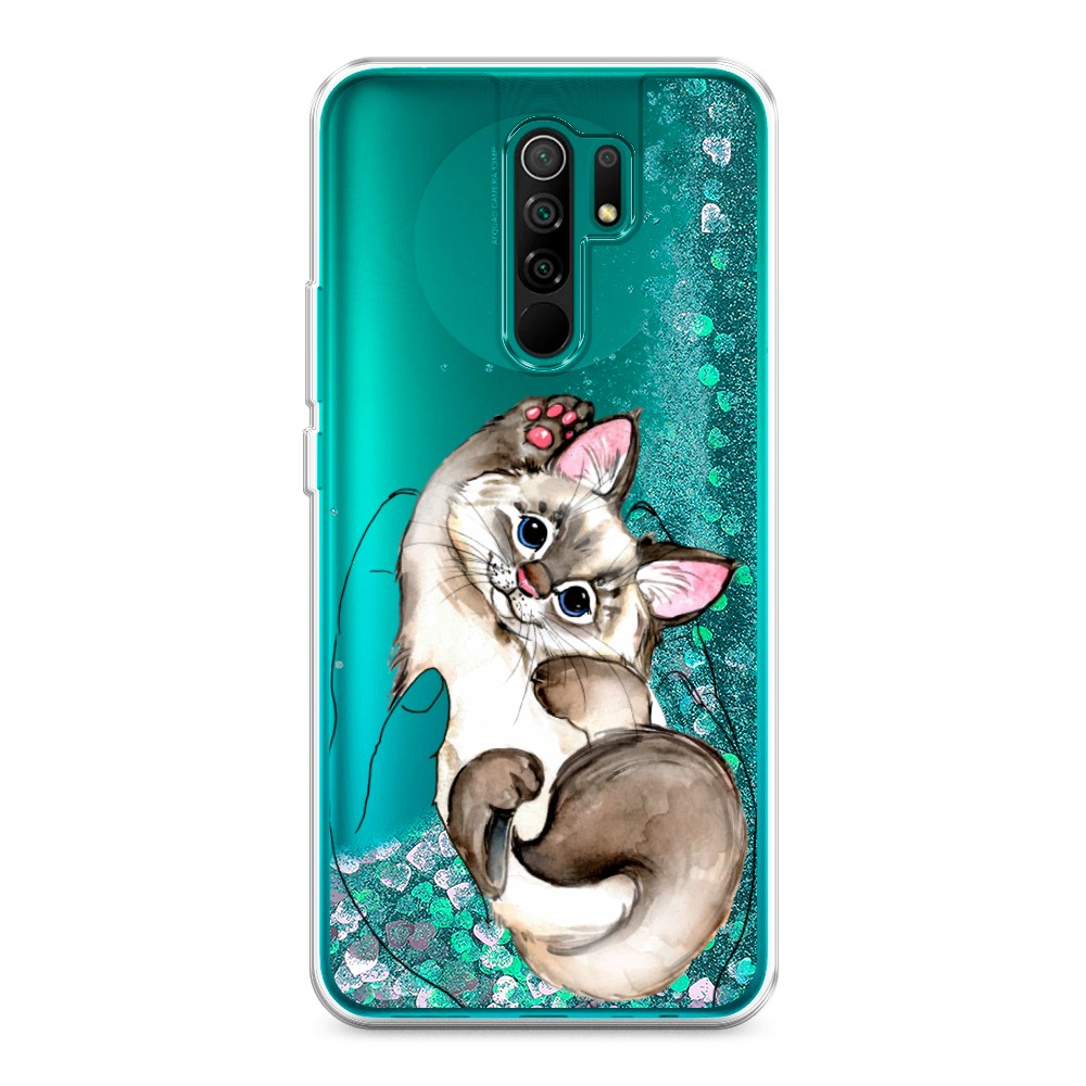 

Жидкий чехол с блестками "Котенок в ладошках" на Xiaomi Redmi 9, 38395-1