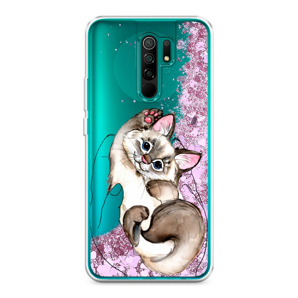 

Жидкий чехол с блестками "Котенок в ладошках" на Xiaomi Redmi 9, 38394-1