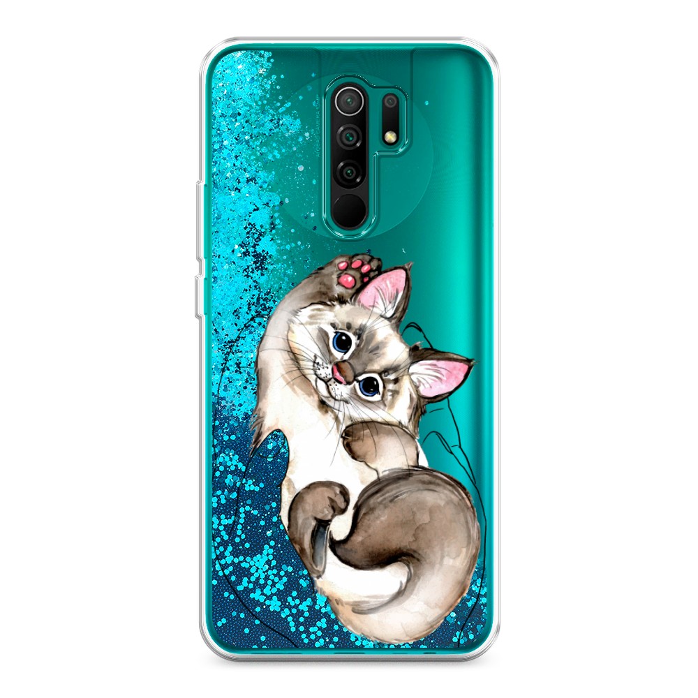 

Жидкий чехол с блестками "Котенок в ладошках" на Xiaomi Redmi 9, 38393-1