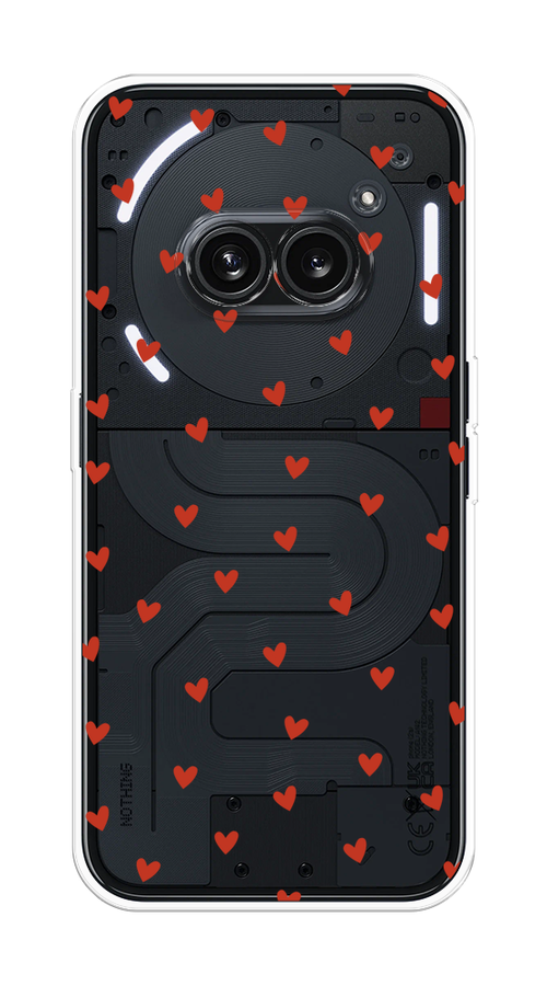 

Чехол на Nothing Phone 2a "Red hearts", Красный;прозрачный, 3300350-1