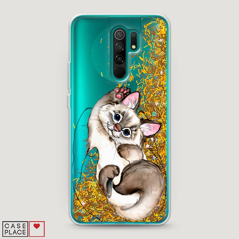 

Жидкий чехол с блестками "Котенок в ладошках" на Xiaomi Redmi 9, 38390-1