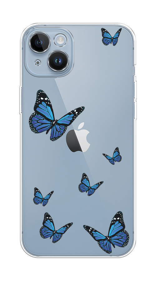 

Чехол на Apple iPhone 14 Plus "Blue butterflies", Синий;черный, 15350-1