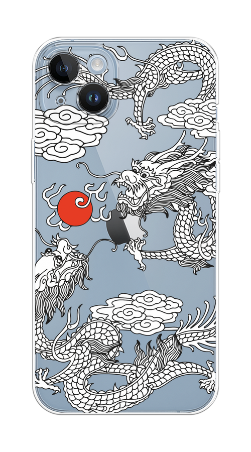 

Чехол на Apple iPhone 14 Plus "Драконы с ножом", Прозрачный;черный;белый, 15350-1