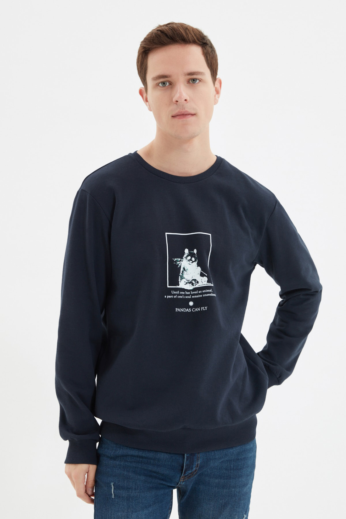 

Свитшот мужской Trendyol TMNAW22SW0789 синий M, TMNAW22SW0789