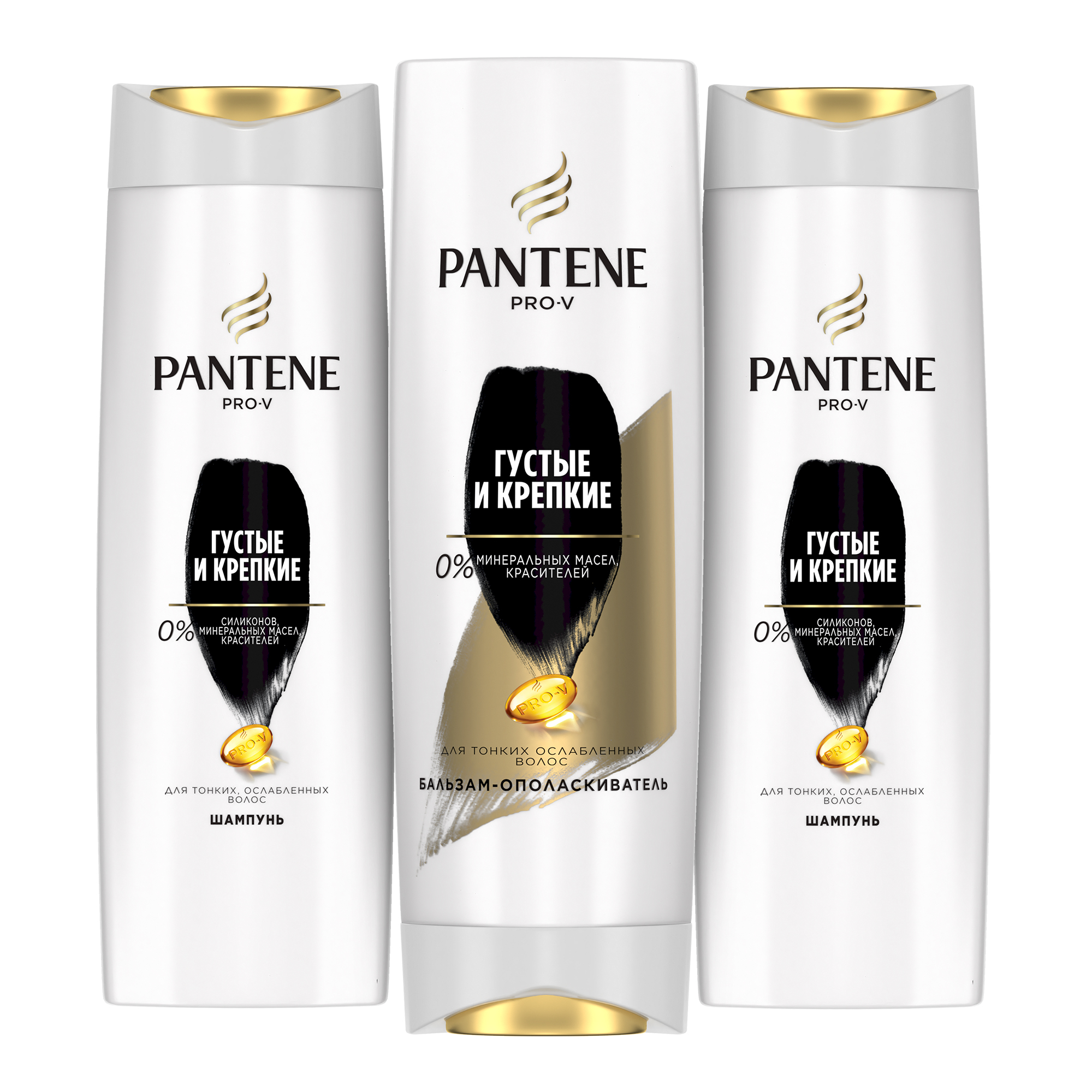 фото Набор-бандл pantene "густые и крепкие" шампунь, 400мл х 2 шт, бальзам-ополаскиватель 360мл