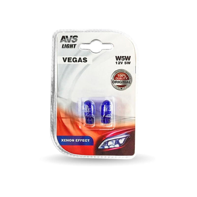 

Лампа AVS Vegas в блистере 12V. W5W XENON EFFECT (W2,1x9,5d) 2шт.