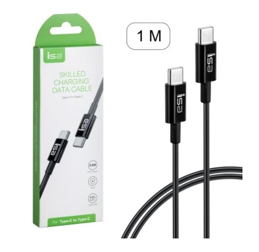 Кабель Isa Skilled S24 USB-Type-C на USB Type-C 3А, 1м черный