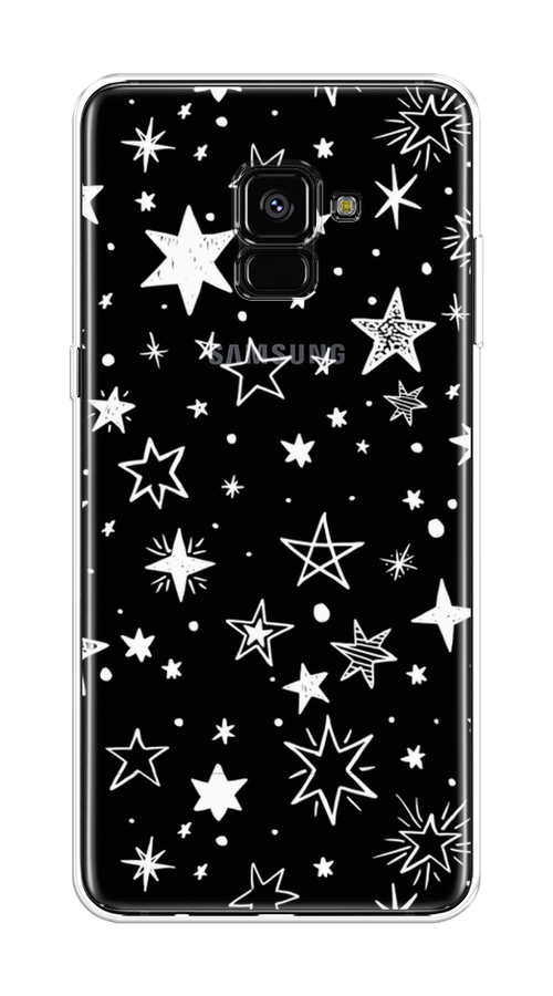 

Чехол Awog на Samsung Galaxy A8 + "Звездочки графика белая", Прозрачный;белый, 25550-7