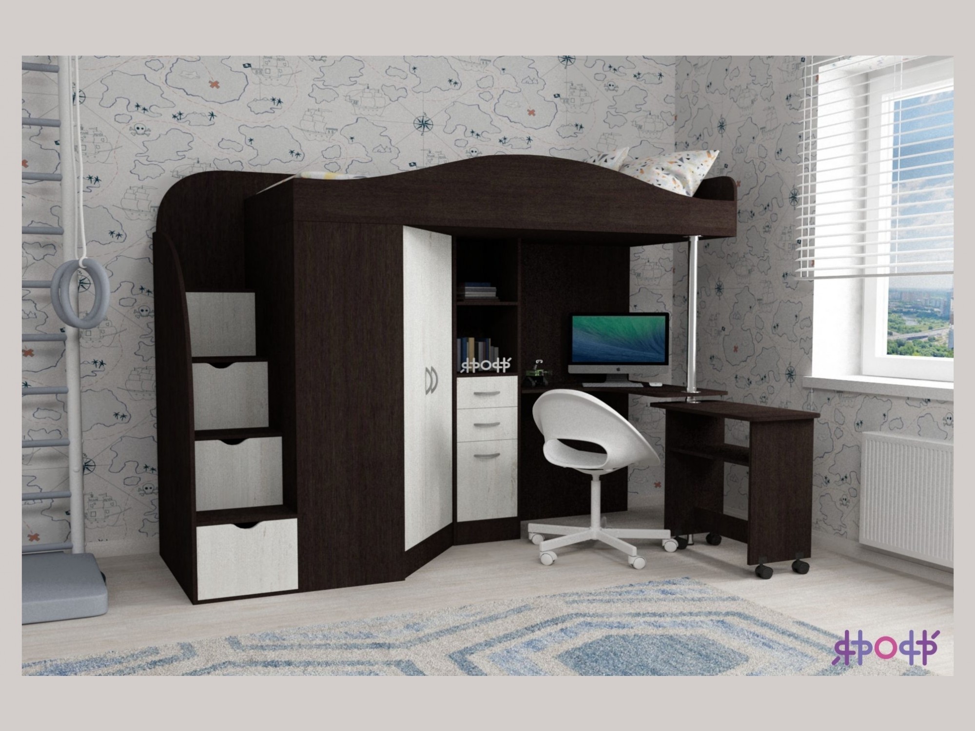 

Кровать-чердак Юниор 4 (Венге, Винтерберг)