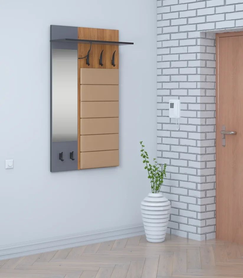 Вешалка настенная Ивару Ольга Лофт 6.1 Дуб крафт золотой 51x31x135 см