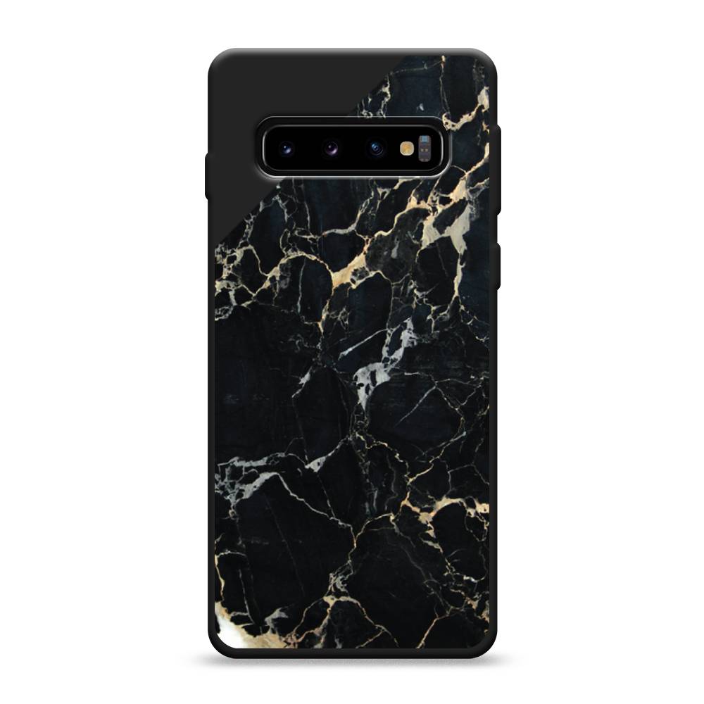 фото Матовый силиконовый чехол "черный мрамор уголок" на samsung galaxy s10 awog