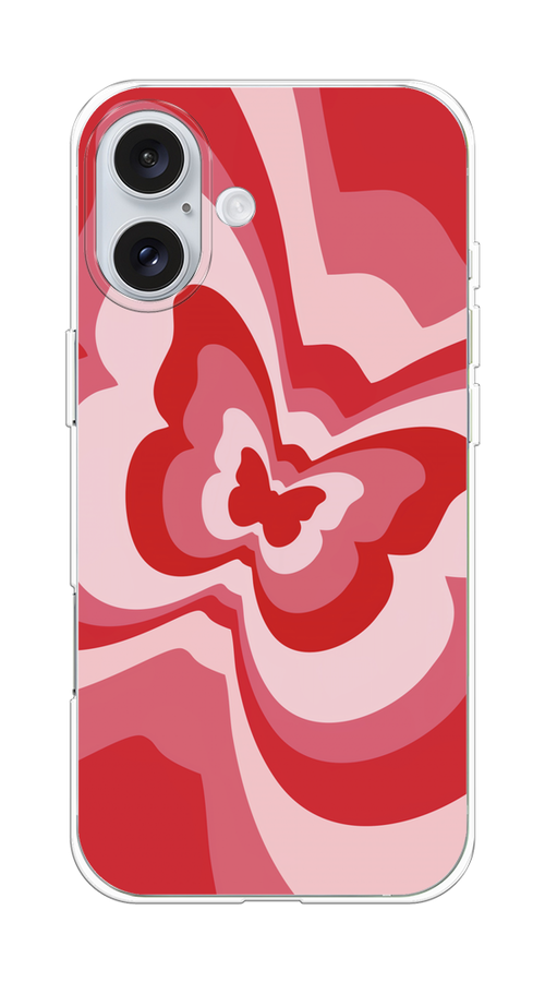 

Чехол на Apple iPhone 16 Plus "Бабочка в стиле хиппи", Красный;розовый, 16150-1