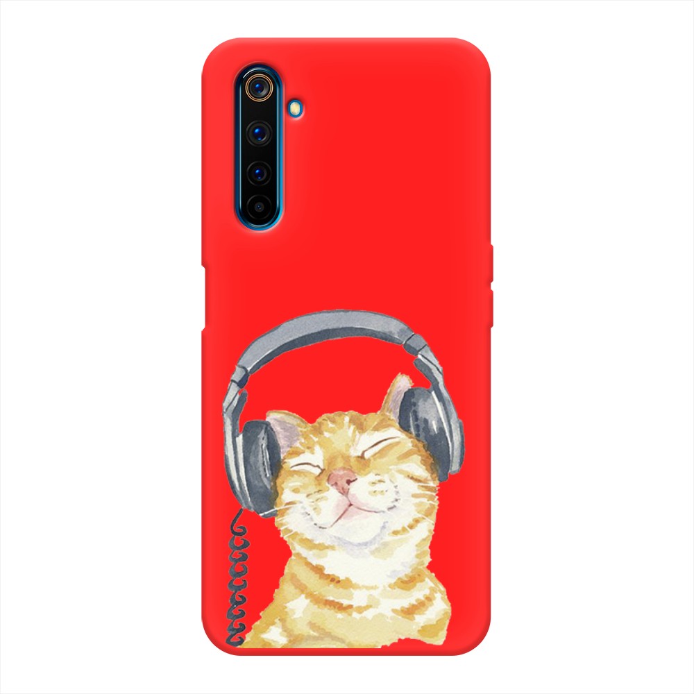 

Матовый силиконовый чехол "Кот меломан" на Realme 6 Pro, Кот меломан