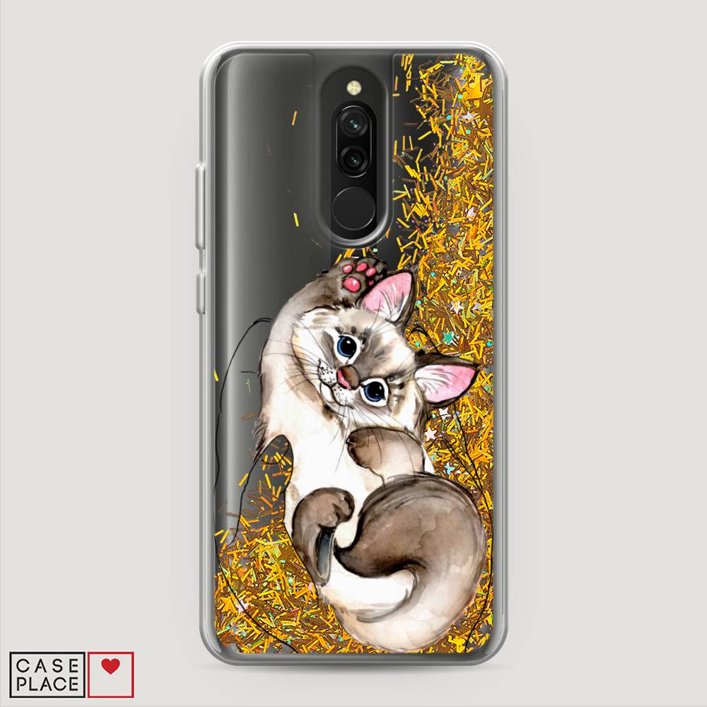 

Жидкий чехол с блестками "Котенок в ладошках" на Xiaomi Redmi 8, 37190-1