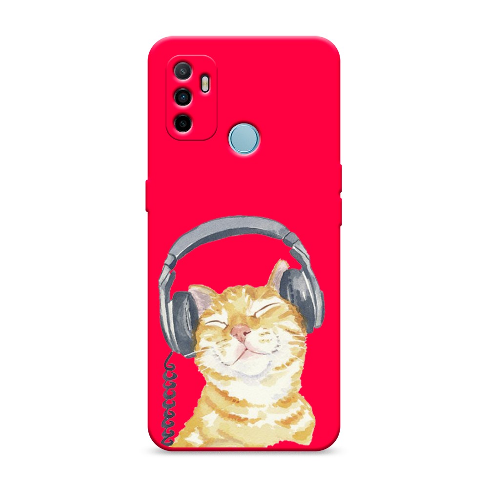 

Матовый силиконовый чехол "Кот меломан" на Oppo A53, Кот меломан