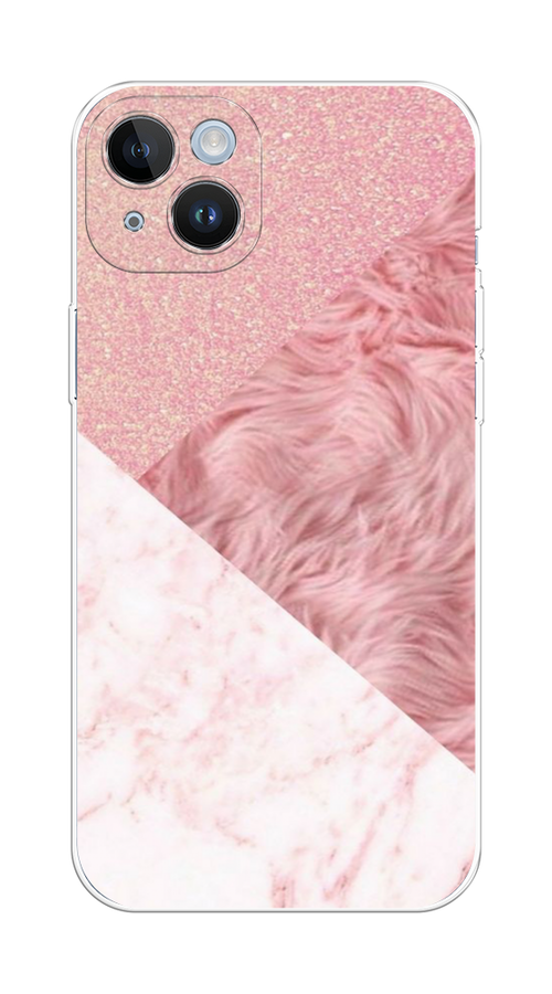 

Чехол на Apple iPhone 14 Plus "Текстурные треугольники", Розовый;белый, 15350-1