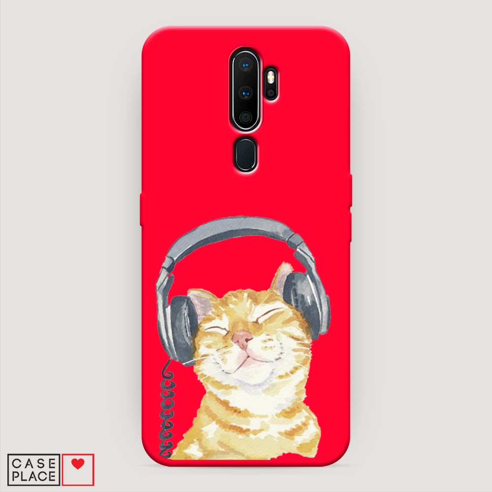 

Матовый силиконовый чехол "Кот меломан" на Oppo A5 (2020), Кот меломан