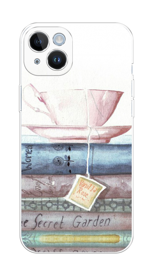 

Чехол на Apple iPhone 14 Plus "Книжное чаепитие", Желтый;розовый;белый, 15350-1