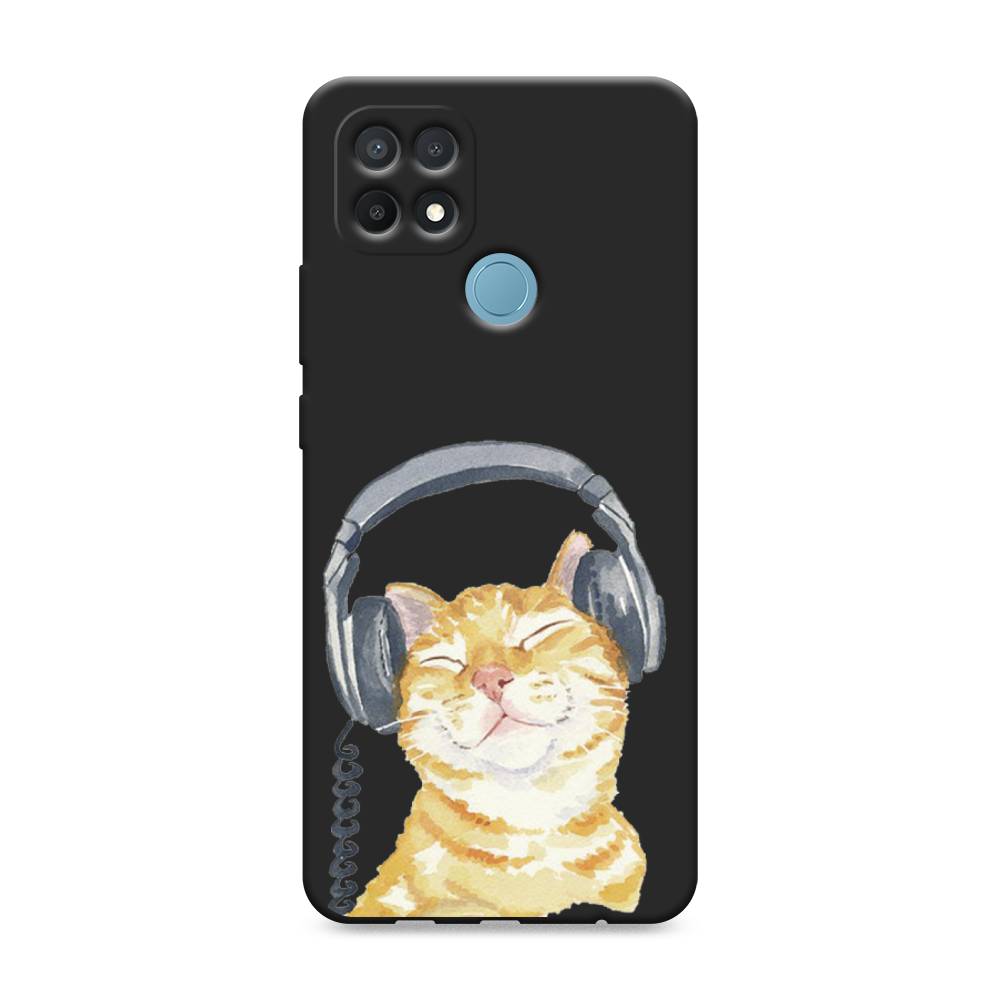 

Матовый силиконовый чехол "Кот меломан" на Oppo A15s, Кот меломан