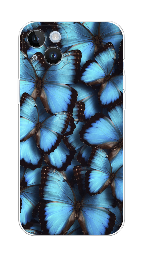 

Чехол на Apple iPhone 14 Plus "Тропическая бабочка 2", Голубой;черный, 15350-1