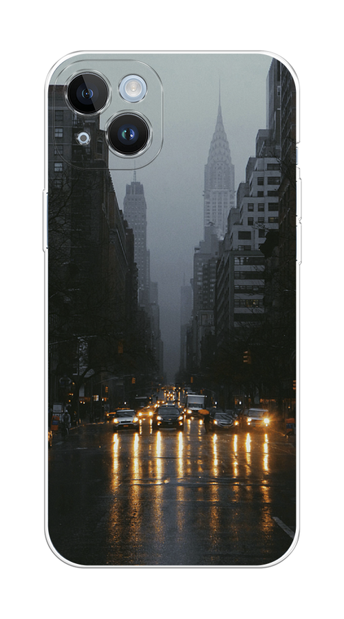 

Чехол на Apple iPhone 14 Plus "Дождливый Нью Йорк", Черный;серый, 15350-1