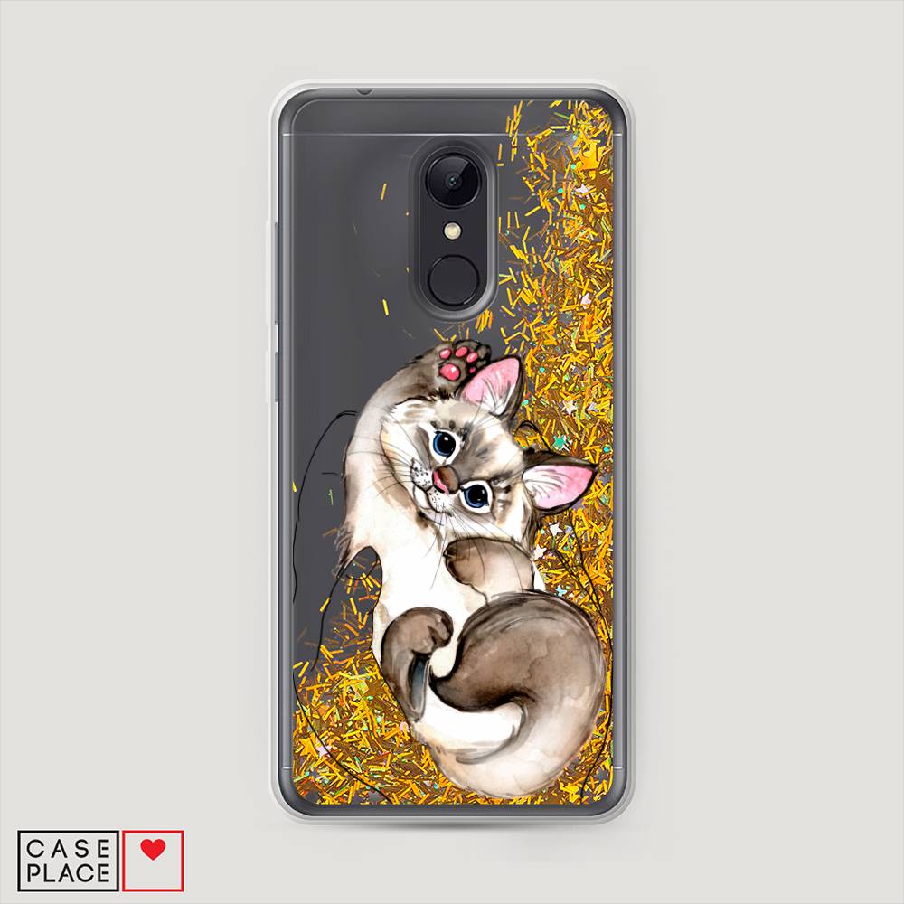 

Жидкий чехол с блестками "Котенок в ладошках" на Xiaomi Redmi 5, 33090-1