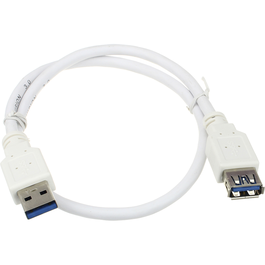 Шнур USB-USB(G) 0.5м USB3.0 прорезиненный, белый
