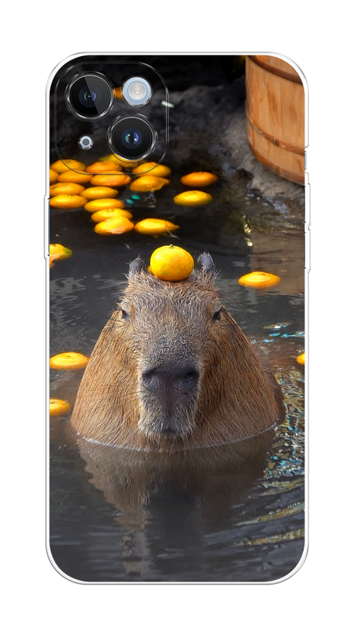

Чехол на Apple iPhone 14 Plus "Капибара отдыхает", Коричневый;оранжевый;серый, 15350-1