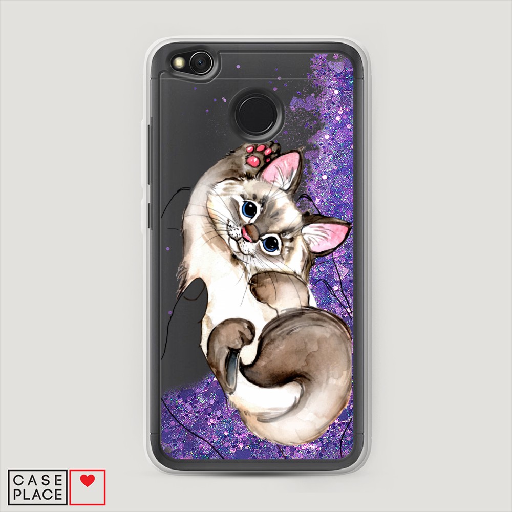 

Жидкий чехол с блестками "Котенок в ладошках" на Xiaomi Redmi 4X, 31492-1
