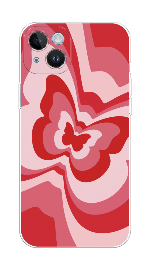 

Чехол на Apple iPhone 14 Plus "Бабочка в стиле хиппи", Красный;розовый, 15350-1