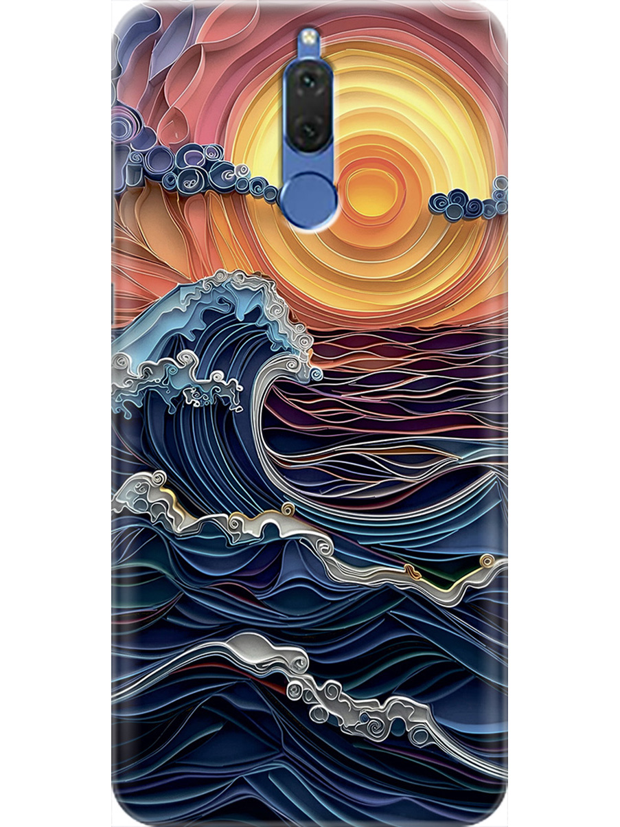 

Силиконовый чехол на Huawei Mate 10 Lite/Nova 2i с принтом "Волны на закате", 717097010