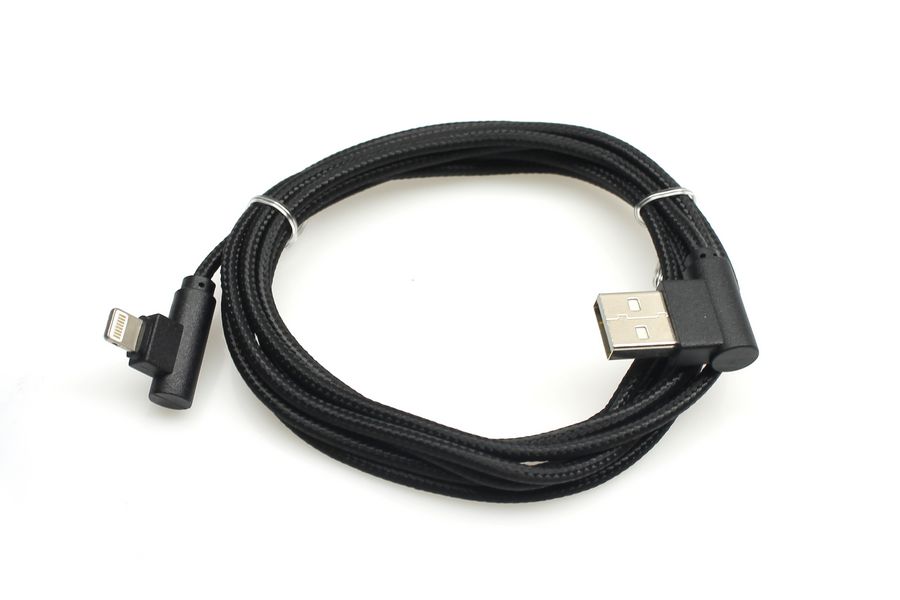 

Шнур USB дата-кабель совместимый с iPhone 5 2м оплетка ткань, углом штекер