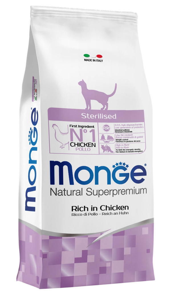 

MONGE MONGE CAT STERILISED CHICKEN для взрослых кастрированных котов и стерилизованных кош