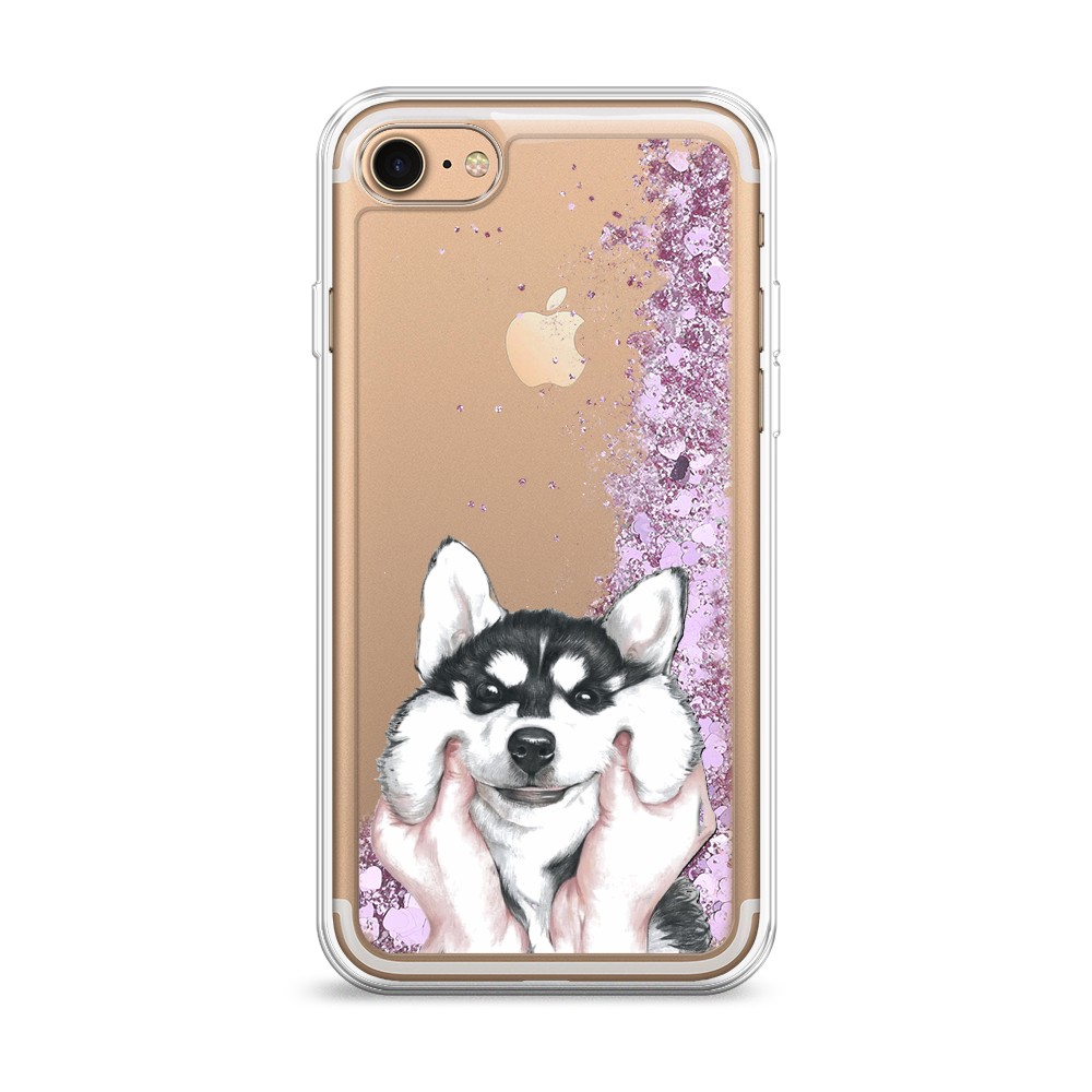 

Жидкий чехол с блестками "Щечки хаски" на Apple iPhone 8, 10894-1
