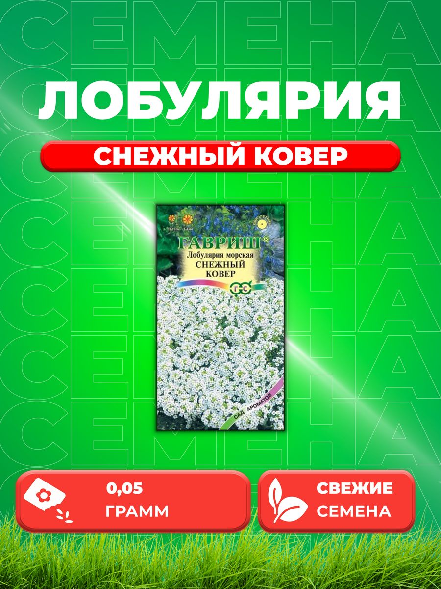 

Семена Лобулярия Снежный ковер, 0,05г, Гавриш, Сад ароматов