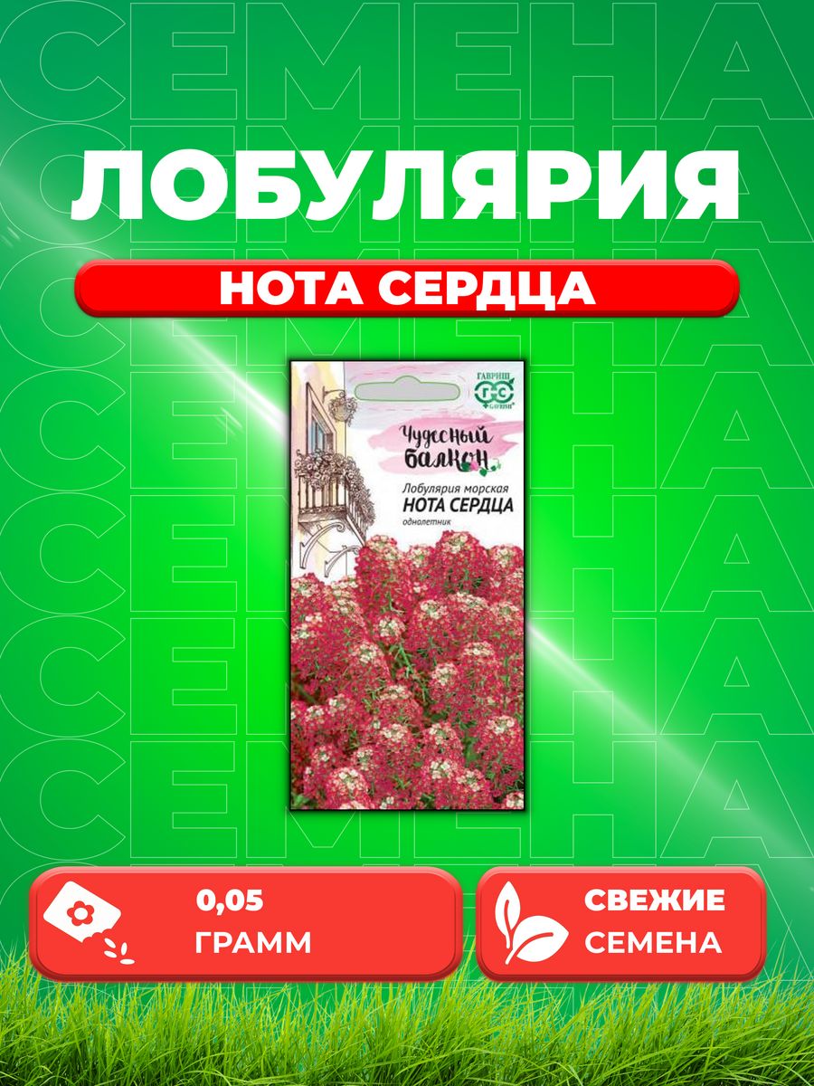 

Семена Лобулярия Нота сердца, 0,05г, Гавриш, Чудесный балкон